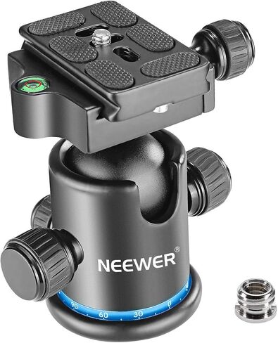 NEEWER 36MM Tripod Ball Head 360° Panoramic Metal with Arca Type Quick Release Plate, 1/4" Screw 3/8" Thread Mount, Max Load 17.6lb/8kg, Tripod Head for Monopod, Slider, DSLR Camera, Camcorder (Red) in Saudi Arabia