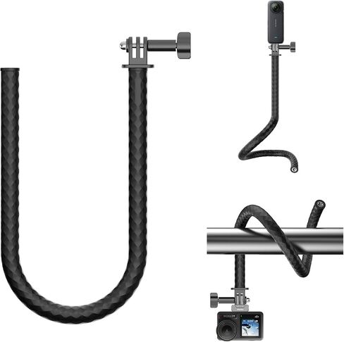 Flexible Mount Clamp for GoPro Insta360 Hero 12/11/10/9/8/Akaso EK7000/Insta360 X4/X3 More Action Camera, Tripod Stand Neck Holder Selfie Stick for Tube, Treadmill, Stroller, Car, Desk in Saudi Arabia