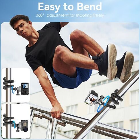Flexible Mount Clamp for GoPro Insta360 Hero 12/11/10/9/8/Akaso EK7000/Insta360 X4/X3 More Action Camera, Tripod Stand Neck Holder Selfie Stick for Tube, Treadmill, Stroller, Car, Desk in Saudi Arabia