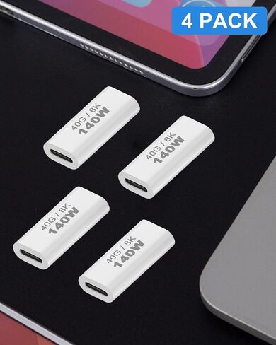 90 Degree Right Angle USB C Adapter, 40Gbps 140W 90 Degree USB C Male to Female Connector Extender Suitable for 8K@60Hz for MacBook, iMac, iPad, Tablet, Phones and More. (4 Pack) in Saudi Arabia