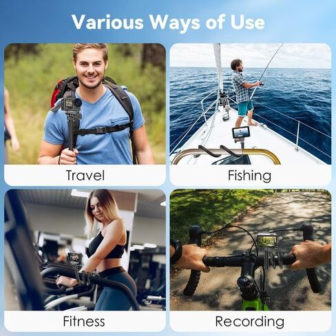 Flexible Mount Clamp for GoPro Insta360 Hero 12/11/10/9/8/Akaso EK7000/Insta360 X4/X3 More Action Camera, Tripod Stand Neck Holder Selfie Stick for Tube, Treadmill, Stroller, Car, Desk in Saudi Arabia