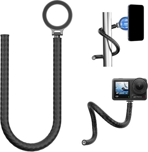 Flexible Mount Clamp for GoPro Insta360 Hero 12/11/10/9/8/Akaso EK7000/Insta360 X4/X3 More Action Camera, Tripod Stand Neck Holder Selfie Stick for Tube, Treadmill, Stroller, Car, Desk in Saudi Arabia