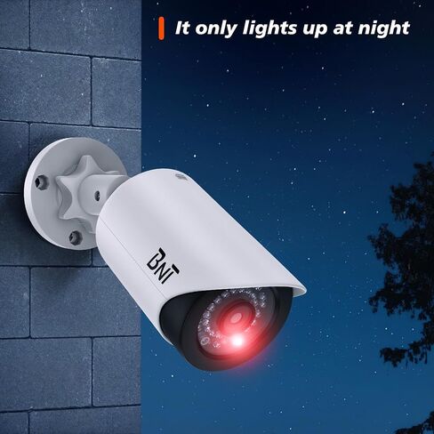 BNT Dummy Fake Security Camera, with One Red LED Light at Night, for Home and Businesses Security Indoor/Outdoor (2 Pack, White) in Saudi Arabia