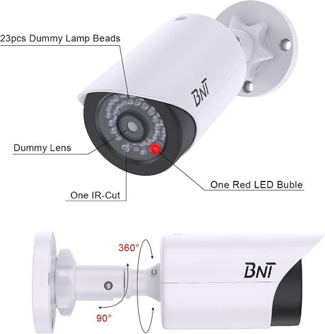 BNT Dummy Fake Security Camera, with One Red LED Light at Night, for Home and Businesses Security Indoor/Outdoor (2 Pack, White) in Saudi Arabia