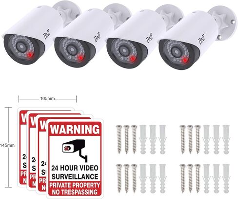BNT Dummy Fake Security Camera, with One Red LED Light at Night, for Home and Businesses Security Indoor/Outdoor (2 Pack, White) in Saudi Arabia