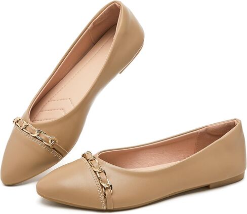 FINIWOR Ballet Flat Shoes for Womens,PU Leather Womens Loafers,Women Pointed Toe Dress Flat Shoes Casual, Comfortable Slip on Flats Shoes Women in Kuwait