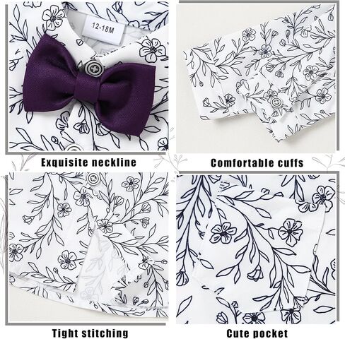ZOEREA Toddler Boy Suit Formal Wedding Outfits Gentleman Clothes Long Sleeve Shirt + Suspender Pants + Bowtie in Saudi Arabia