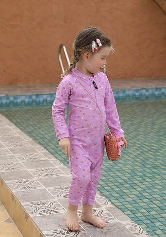 weVSwe Baby Girl Toddler Rash Guard Swimsuit Sun Protection Beachwear Zipper Bathing Suit 0-3 Years in Kuwait