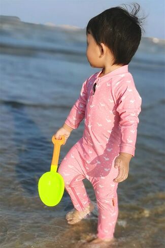 weVSwe Baby Girl Toddler Rash Guard Swimsuit Sun Protection Beachwear Zipper Bathing Suit 0-3 Years in Kuwait
