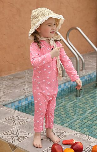 weVSwe Baby Girl Toddler Rash Guard Swimsuit Sun Protection Beachwear Zipper Bathing Suit 0-3 Years in Kuwait