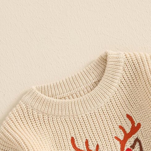 طفل رضيع فتاة صبي عيد الميلاد الزي بلدي أول عيد الميلاد/الأيائل التطريز سترة Crewneck البلوز ملابس عيد الميلاد in Kuwait