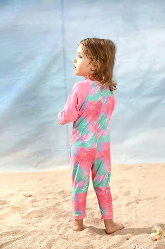 بدلة سباحة WeVSwe للفتيات الصغيرات للحماية من الطفح الجلدي للحماية من الشمس، ملابس شاطئ بسحاب، مقاس 0-3 سنوات in Kuwait