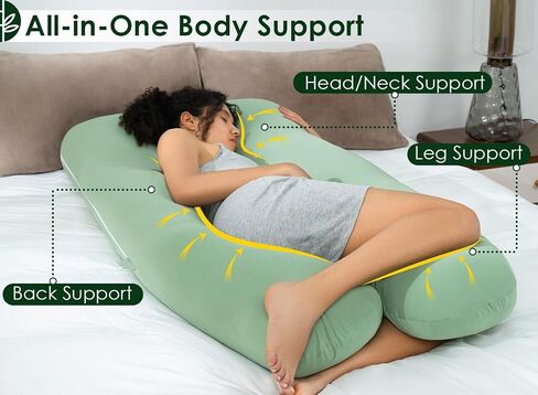 QUEEN ROSE Extra Long Pregnancy Pillows, 60 Inch U Shaped Body Pillow for Sleeping, Cooling Maternity Pillow for Pregnant Women, Body Support for Adults, with Soft Silky Cover, Pink in Saudi Arabia
