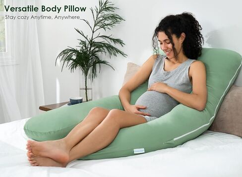QUEEN ROSE Extra Long Pregnancy Pillows, 60 Inch U Shaped Body Pillow for Sleeping, Cooling Maternity Pillow for Pregnant Women, Body Support for Adults, with Soft Silky Cover, Pink in Saudi Arabia