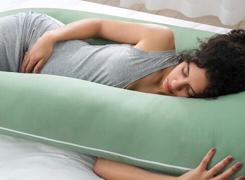 QUEEN ROSE Extra Long Pregnancy Pillows, 60 Inch U Shaped Body Pillow for Sleeping, Cooling Maternity Pillow for Pregnant Women, Body Support for Adults, with Soft Silky Cover, Pink in Saudi Arabia