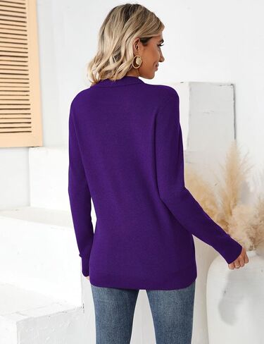 Romanstii Women's Knitted Collared Sweaters Long Sleeve V-Neck Polo Shirts Winter Pullover Tops in Kuwait