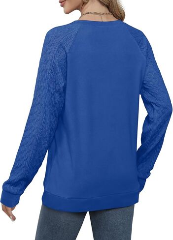 Saloogoe Sweatshirts for Women Crewneck Cable Knit Sleeve Sweaters Lightweight Fashion 2025 in Saudi Arabia