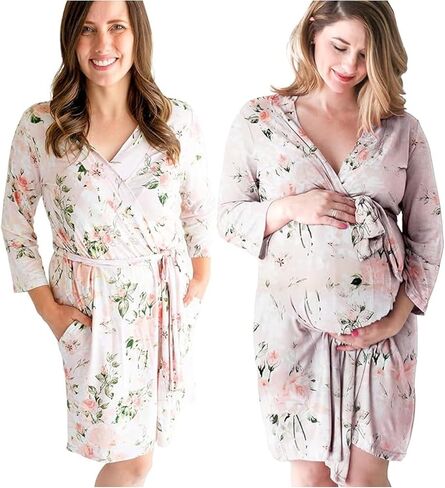 Posh Peanut Maternity Robe for Hospital Delivery - Soft Viscose from Bamboo Postpartum Robe for Women Nursing & Lounging in Kuwait