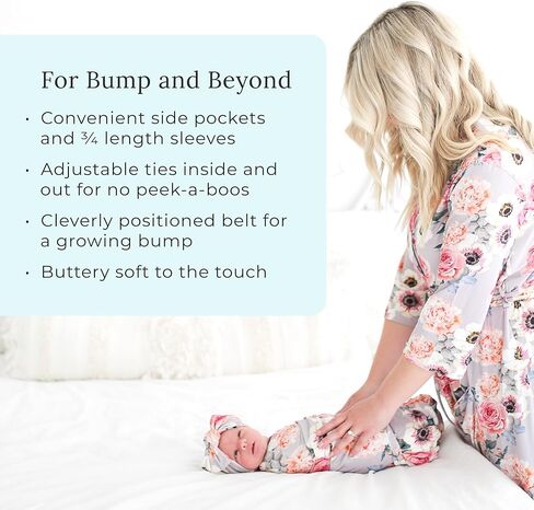 Posh Peanut Maternity Robe for Hospital Delivery - Soft Viscose from Bamboo Postpartum Robe for Women Nursing & Lounging in Kuwait