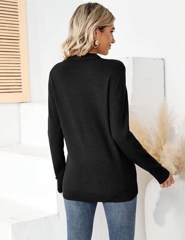 Romanstii Women's Knitted Collared Sweaters Long Sleeve V-Neck Polo Shirts Winter Pullover Tops in Kuwait