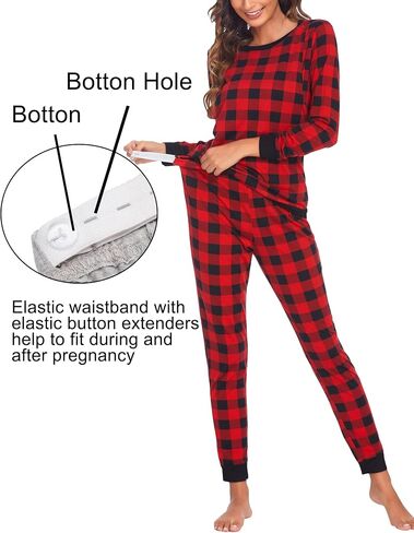 Ekouaer Nursing Pajama Set Long Sleeve Maternity Sleepwear Labor Delivery Pjs Breastfeeding Thermal Underwear Clothes in Saudi Arabia
