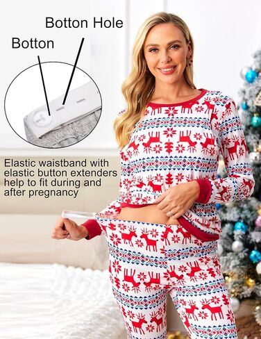 Ekouaer Nursing Pajama Set Long Sleeve Maternity Sleepwear Labor Delivery Pjs Breastfeeding Thermal Underwear Clothes in Saudi Arabia