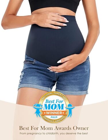 HOFISH Womens Maternity Jeans Shorts Over The Belly Stretchy Comfy Denim Pants Casual Workout Pregnancy Shorts in Saudi Arabia
