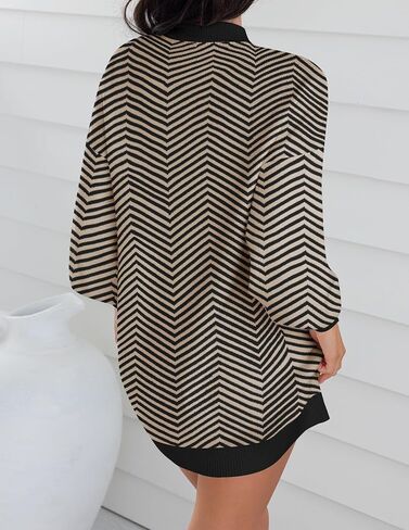 ZESICA Women's 2024 Fall Turtleneck Sweaters Dress Oversized Long Lantern Sleeve Casual Knit Pullover Short Dresses in Saudi Arabia
