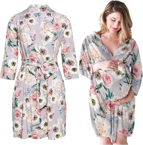 Posh Peanut Maternity Robe for Hospital Delivery - Soft Viscose from Bamboo Postpartum Robe for Women Nursing & Lounging in Saudi Arabia