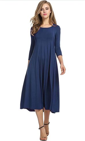 HOTOUCH Women's 3/4 Sleeve A-line and Flare Midi Long Dress in Saudi Arabia