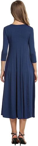 HOTOUCH Women's 3/4 Sleeve A-line and Flare Midi Long Dress in Saudi Arabia
