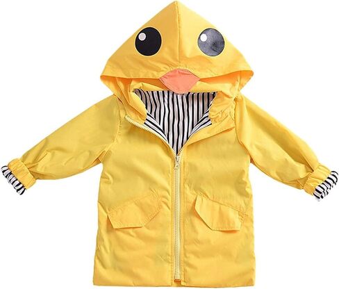CM C&M WODRO Toddler Baby Boy Girl Duck Rain Jacket Cute Cartoon Animal Raincoat Hoodie Kids Coat Fall Winter School Outfit in Saudi Arabia