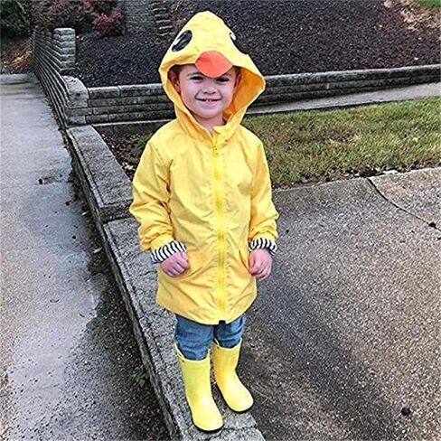 CM C&M WODRO Toddler Baby Boy Girl Duck Rain Jacket Cute Cartoon Animal Raincoat Hoodie Kids Coat Fall Winter School Outfit in Saudi Arabia