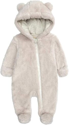 Newborn Baby Snowsuit Fleece Lined Onesie Outfits Warm Hooded Romper for Infant in Saudi Arabia