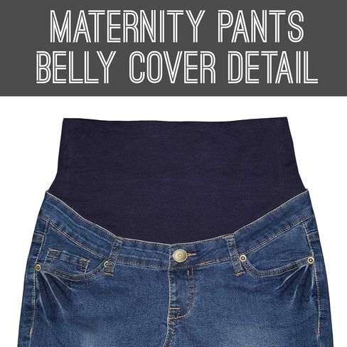 Hybrid & Company Women's Maternity Denim Shorts Over The Belly Comfy Skinny Bermuda Jeans in Kuwait