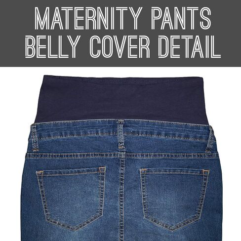 Hybrid & Company Women's Maternity Denim Shorts Over The Belly Comfy Skinny Bermuda Jeans in Kuwait