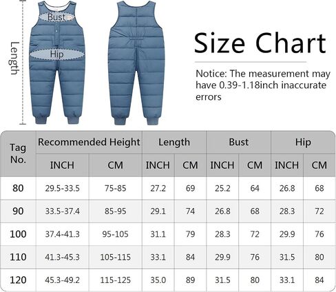 Happy Cherry Boys' Toddler Classic Snow Bib Ski Snowsuit, Invisible Zipper Leg Openings for Diaper Changes 6 Months-4 Years in Kuwait