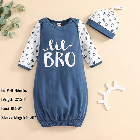 AMAWMW Newborn Baby Girl Little Sister Sleeper Gown Stripe Long Sleeve Nightgown Pajamas Gifts Stuff Essential Outfit in Kuwait
