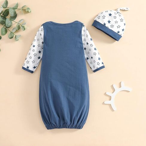 AMAWMW Newborn Baby Girl Little Sister Sleeper Gown Stripe Long Sleeve Nightgown Pajamas Gifts Stuff Essential Outfit in Kuwait