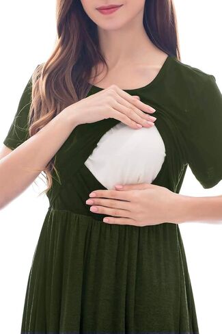 Smallshow Women's Short Sleeve Patchwork Nursing Dresses for Breastfeeding in Kuwait