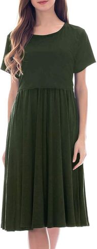 Smallshow Women's Short Sleeve Patchwork Nursing Dresses for Breastfeeding in Kuwait