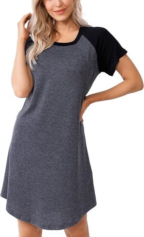 Women Sleepshirts 3 in 1 Labor/Maternity/Nursing Nightgown Short Sleeve Breastfeeding Sleep Dress XS-3XL in Saudi Arabia