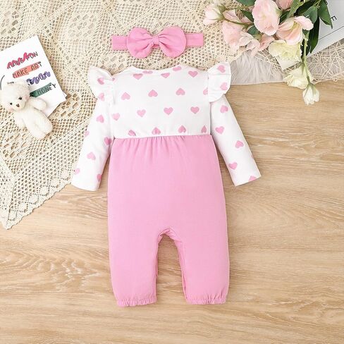 Baby Girl Clothes Newborn Romper Cute Cat Ruffled Long Sleeve Love Fall Winter Outfits with Bow Headband 0-18 Months in Saudi Arabia
