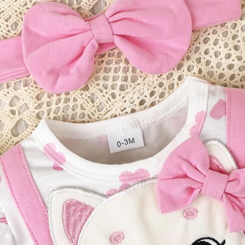 Baby Girl Clothes Newborn Romper Cute Cat Ruffled Long Sleeve Love Fall Winter Outfits with Bow Headband 0-18 Months in Saudi Arabia