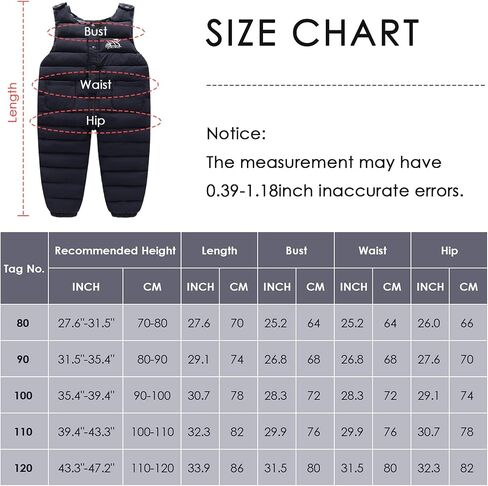 Happy Cherry Boys' Toddler Classic Snow Bib Ski Snowsuit, Invisible Zipper Leg Openings for Diaper Changes 6 Months-4 Years in Kuwait