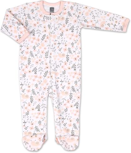 ملابس نوم للأطفال من The Peanutshell للفتيات، بيجامة بأقدام للفتيات حديثي الولادة حتى 9 أشهر، ملابس زهرية وردية للأطفال، عبوة من 3 قطع in Kuwait