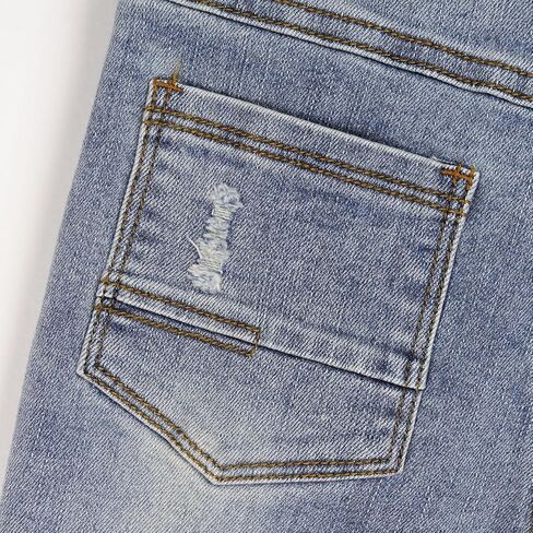 KIDSCOOL SPACE Boy Girl Jeans,Little Big Kid Ripped Elastic Band Inside Simple Denim Pants in Kuwait