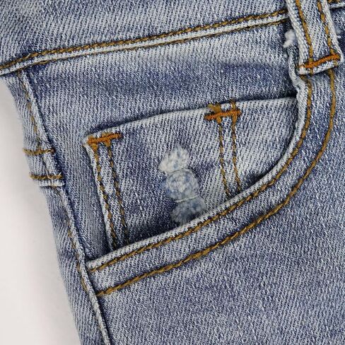 KIDSCOOL SPACE Boy Girl Jeans,Little Big Kid Ripped Elastic Band Inside Simple Denim Pants in Kuwait