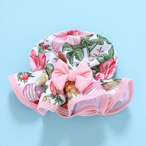 Infant Baby Girl Swimsuit One-Piece Long Sleeve Rash Guard with Hat Set Floral Zipper Bathing Suit Leopard Beach Wear in Kuwait