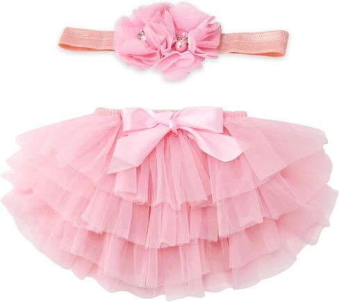 Exegawe Baby Girls Tutu Skirt with Headband, Toddler Girls Tulle with Diaper Cover Birthday Party Dress in Saudi Arabia